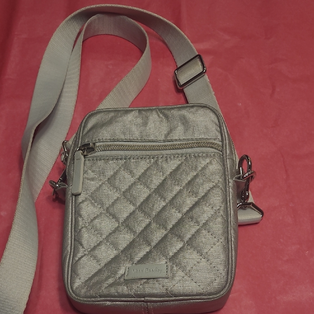 Vera Bradley Silver Quilted Crossbody Bag